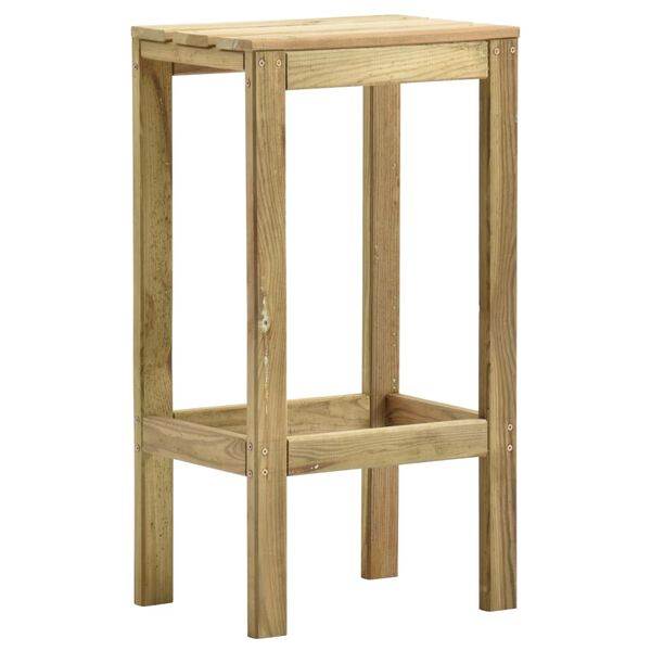 vidaXL Bar Stool Set of 2 Natural Wood Treated Pinewood Standard