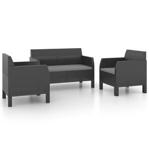 vidaXL Garden Lounge Set Anthracite Polypropylene with rattan look Medium