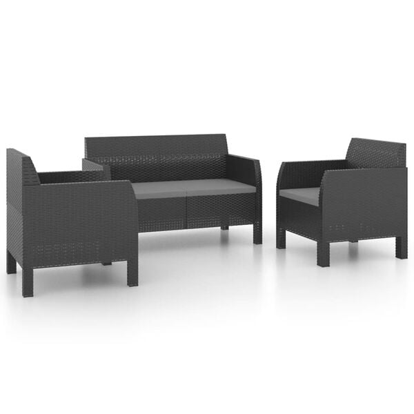vidaXL Garden Lounge Set Anthracite Polypropylene with rattan look Medium