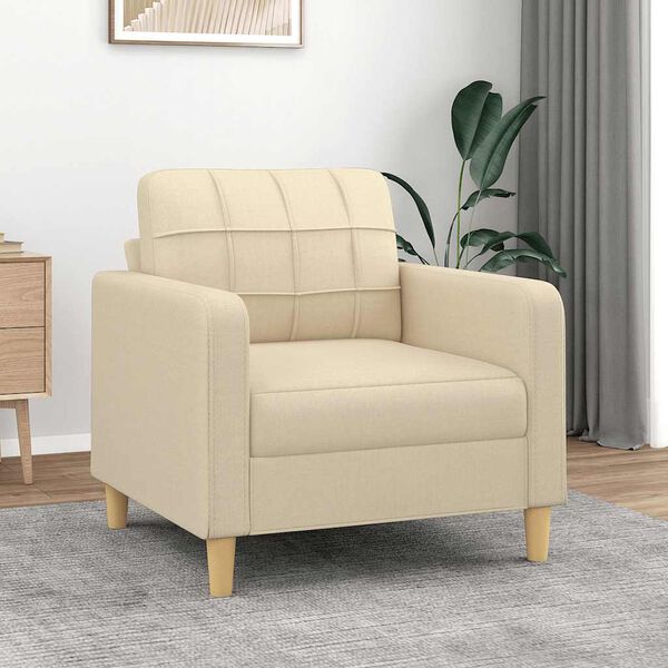 vidaXL Sofa Chair Cream Fabric (100% polyester), Metal, Textilene Single