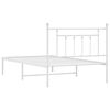 vidaXL Bed Frame White Powder-Coated Steel Twin Bed Frame Rectangular