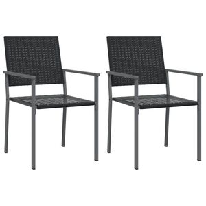 vidaXL Garden Chair Set of 2 Black PE rattan, powder-coated steel