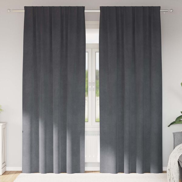 vidaXL Blackout Curtains 2 pcs Light Grey 55.12 x 102.36 in Velvet