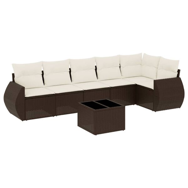 vidaXL Garden Sofa Set Brown, Cream White