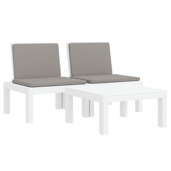 vidaXL Garden Lounge Set White, Grey Polypropylene, Polyester Medium