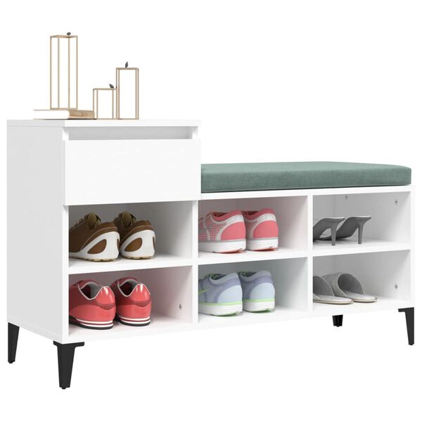 vidaXL Shoe Cabinet White Engineered wood, metal Medium Shoe Cabinet