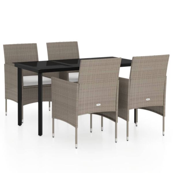 vidaXL Patio Dining Set Beige and Black