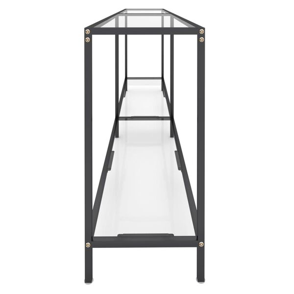 vidaXL Console Table Transparent, Black Tempered Glass, Powder-Coated Steel