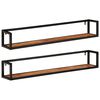 vidaXL Wall Shelf Set of 2 Natural wood and black