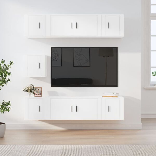 vidaXL TV Cabinet Set Set of 7 White Engineered wood 7 Piece Set