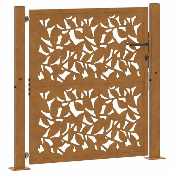 vidaXL Garden Gate 39.4x39.4" Weathering Steel Leaf Design