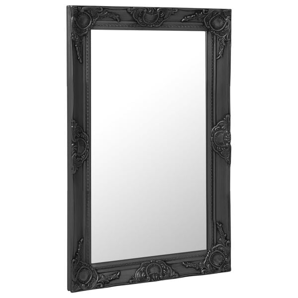 vidaXL Wall Mirror Black Wood, Glass, Engineered Wood 19.7 x 31.5 in
