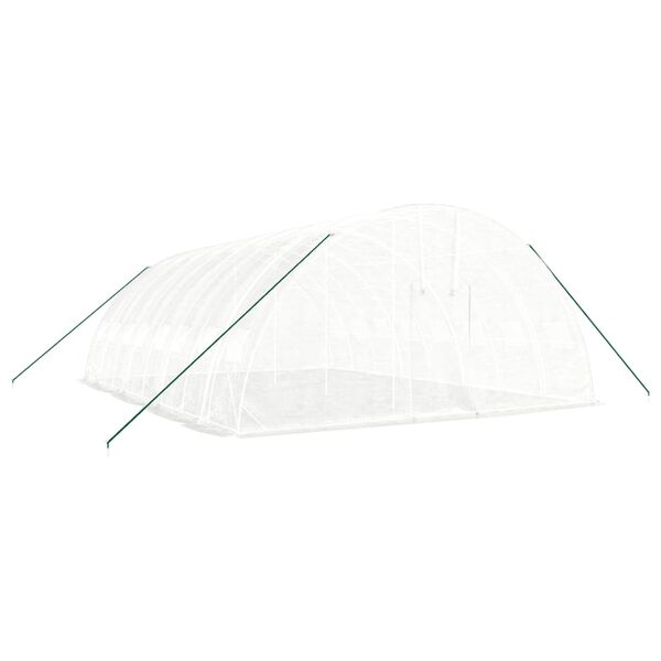 vidaXL Greenhouse White Polyethylene, Galvanized Steel Large