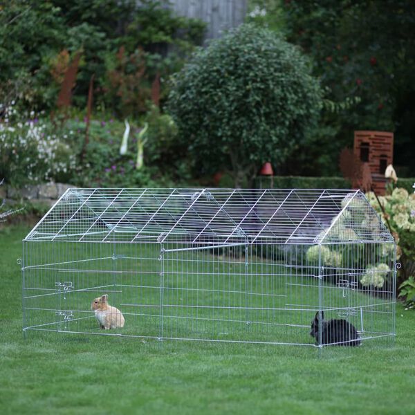 Kerbl Small Animal Outdoor Enclosure Silver Galvanized Metal Large