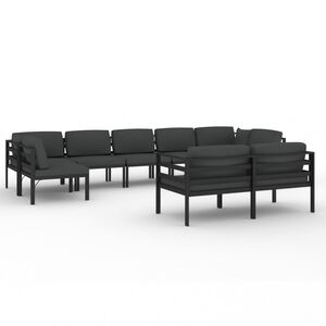 vidaXL 9 Piece Patio Lounge Set with Cushions Aluminum Anthracite