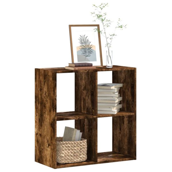 vidaXL Bookcase Smoked oak Engineered wood Medium Bookcase Rectangular