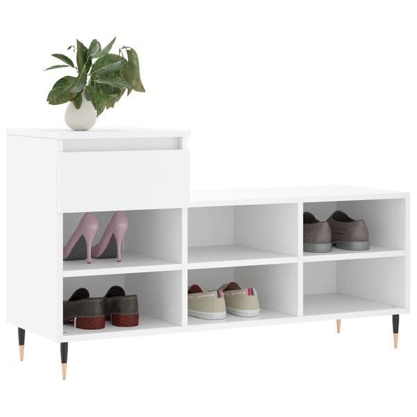vidaXL Shoe Cabinet White 40.2x14.2x23.6" Engineered Wood