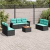 vidaXL 8 Piece Garden Sofa Set with Cushions Black Poly Rattan