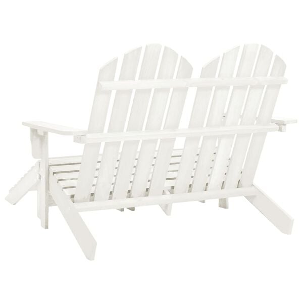 vidaXL Garden Chair White Fir Wood 2-seater Ergonomic Adirondack Chair