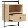 vidaXL Bedside Cabinet Sonoma Oak Engineered Wood, Metal Medium