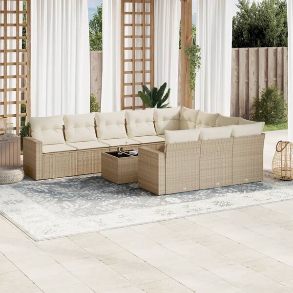 vidaXL Garden Sofa Set Beige, Cream White