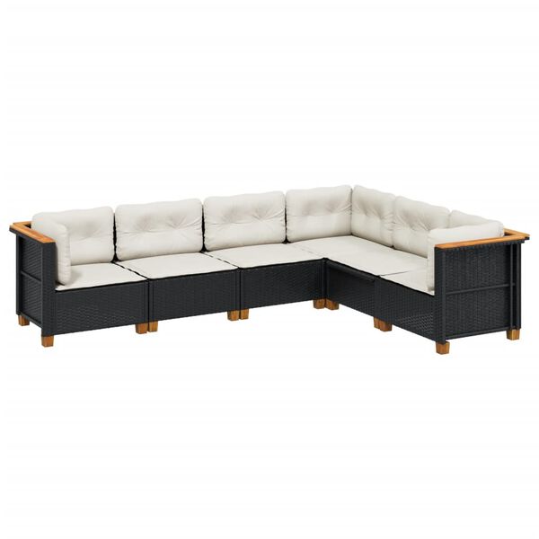 vidaXL Garden Sofa Set Black, Cream White