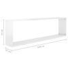 vidaXL Wall Shelf Set of 4 High gloss white Engineered wood