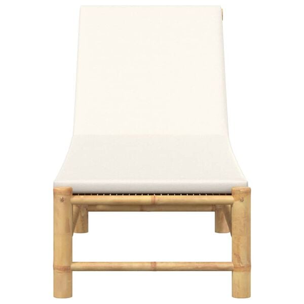 vidaXL Sun Lounger Cream White Bamboo Standard Adjustable Armrests