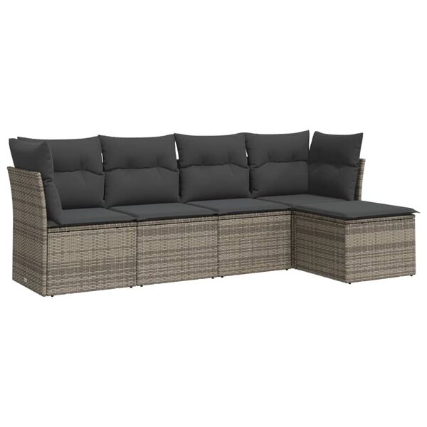 vidaXL Garden Sofa Set Grey PE rattan Medium Modular Garden Sofa Set