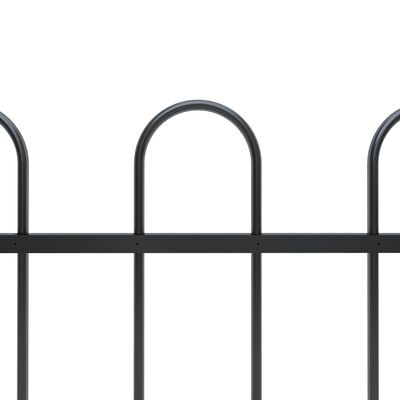 vidaXL Garden Fence with Hoop Top Steel 27.9' Black