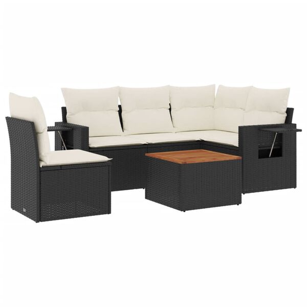 vidaXL Garden Sofa Set Black, Cream White