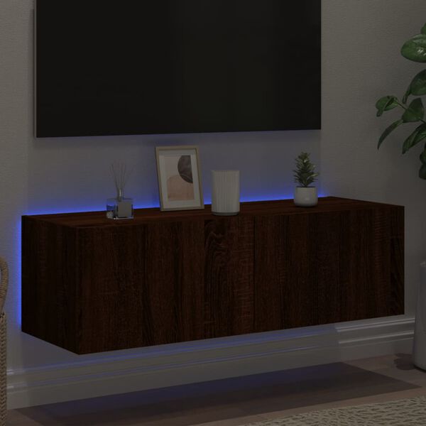 vidaXL TV Wall Cabinet Brown Oak Engineered Wood Medium TV Wall Cabinet