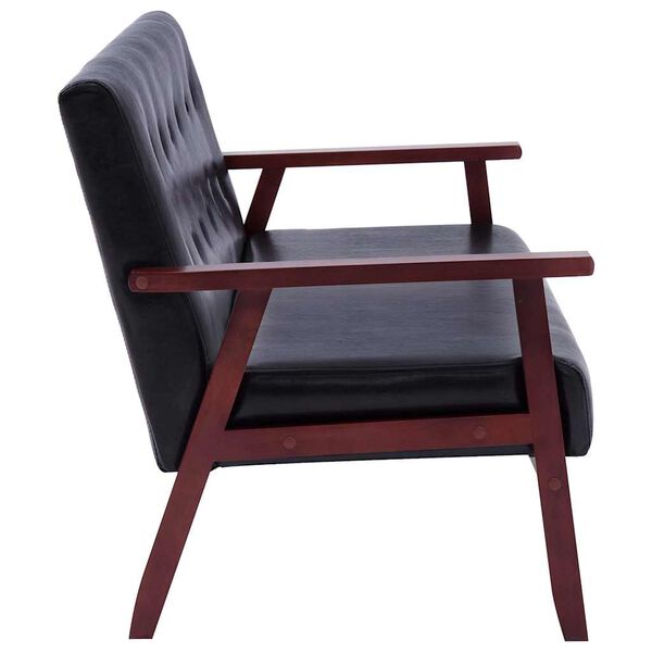 vidaXL Sofa Black Faux Leather and Wood 3-seater Durable Sofa