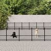 vidaXL Dog Kennel Black Powder-coated steel Large Durable Dog Kennel