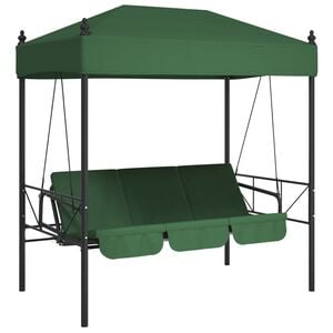 vidaXL Garden Swing Bench Green Powder-Coated Steel Large