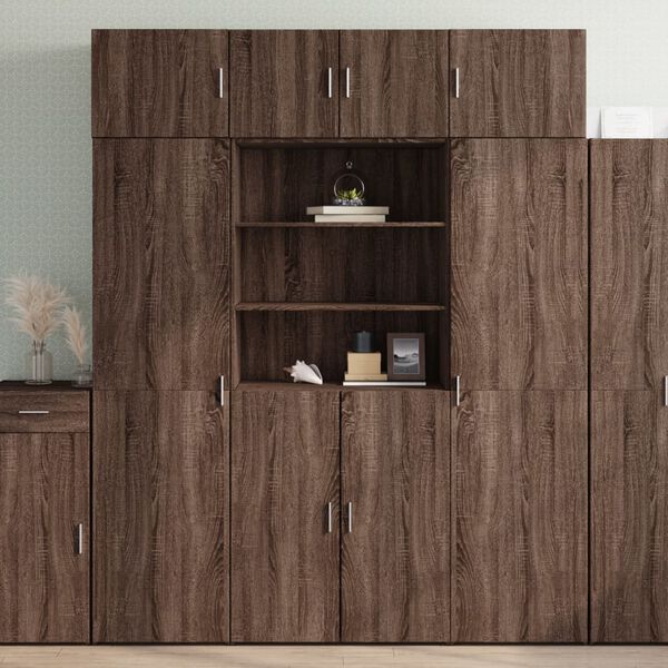 vidaXL Storage Cabinet Brown Oak Engineered Wood Tall Storage Cabinet