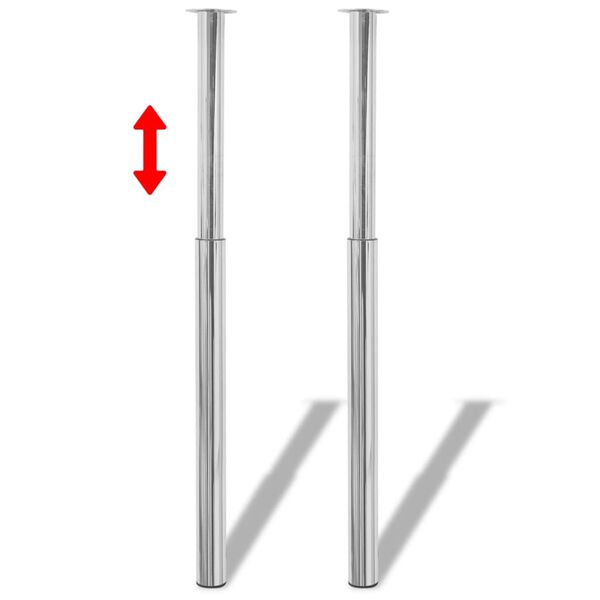 vidaXL Table Leg Set of 2 Chrome Iron Medium Height-Adjustable