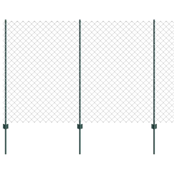 vidaXL Fence with Post Green 4.92 x 32.81 ft Steel and PVC