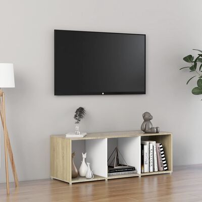 vidaXL TV Cabinet White and Sonoma Oak 42.1"x13.8"x14.6" Chipboard