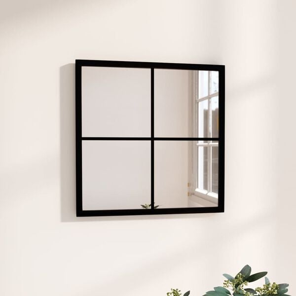 vidaXL Mirror Black Metal, glass 15.7x15.7 in Wall mounting