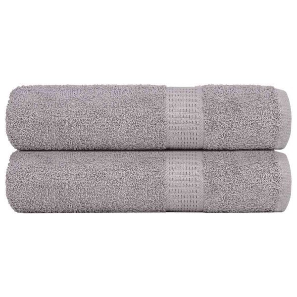 vidaXL Bath Towel Set of 2 Grey 100% Cotton 39.4x59.1 in Bath Towel