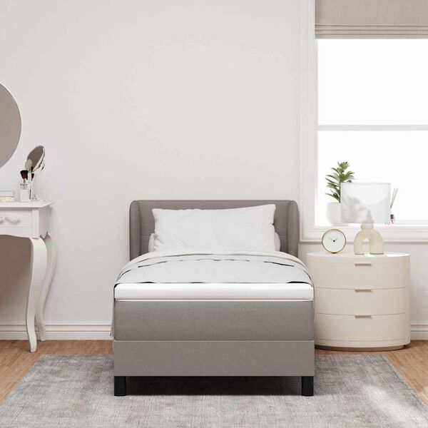 vidaXL Box Spring Bed with Mattress Taupe 31.50 x 78.74 in Fabric