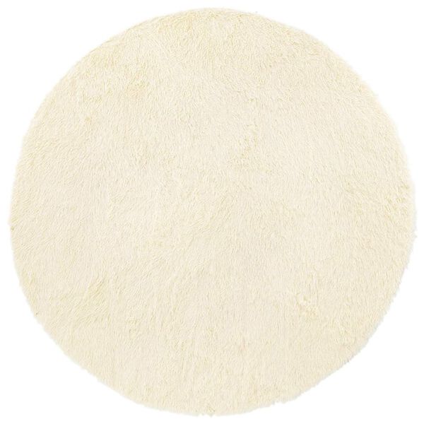 vidaXL Shaggy Rug Cream 100% Polyester Large Foldable Area Rug Round