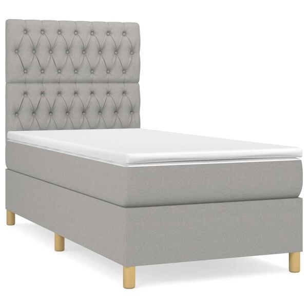 vidaXL Box Spring Bed with Mattress Light Gray 39.4"x79.9" Twin XL Fabric