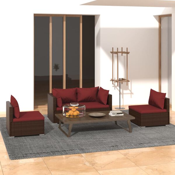 vidaXL Garden Lounge Set Brown, Cinnamon red