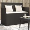 vidaXL Garden Bench Black Poly Rattan Medium Garden Bench Rectangular