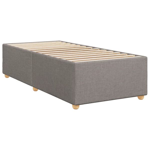 vidaXL Bed Frame Taupe Polyester, Plywood, Engineered wood Twin