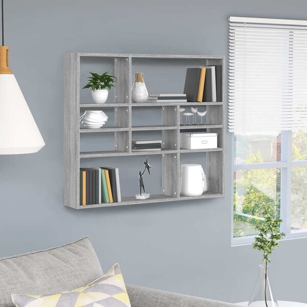 vidaXL Wall Shelf Grey Sonoma Engineered wood Medium Storage