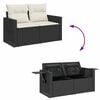 vidaXL Garden Sofa Set Black and Cream White PE rattan Large Modular