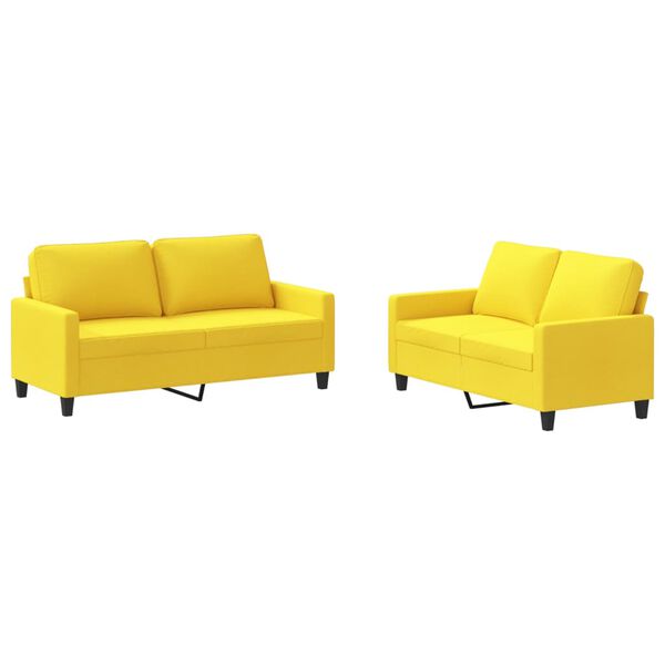 vidaXL Sofa Set Light Yellow Fabric (100% polyester) 2-Seater Sofa Set